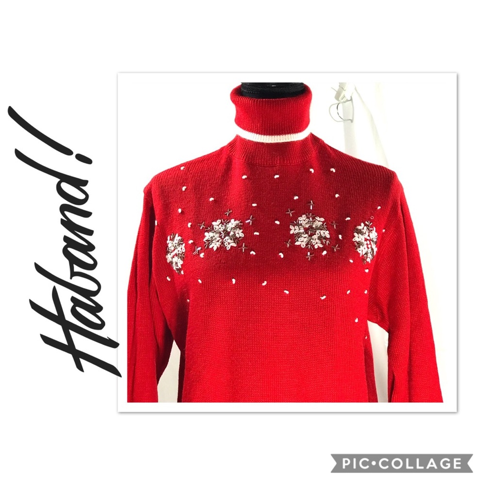 HABAND WOMENS TURTLENECK CHRISTMAS SWEATER SZ LG